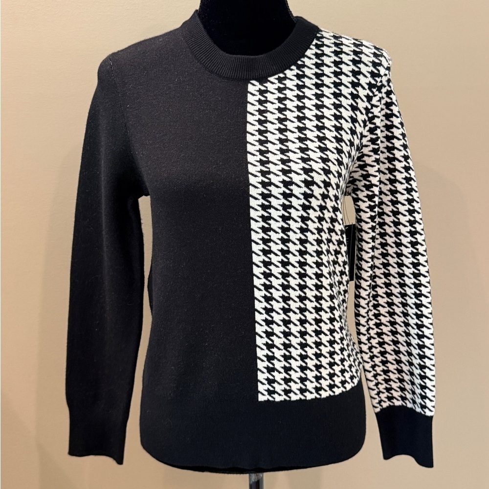 NWT Women’s LIVERPOOL Los Angeles Colorblock houndstooth sweater- Size XS - Picture 4 of 9